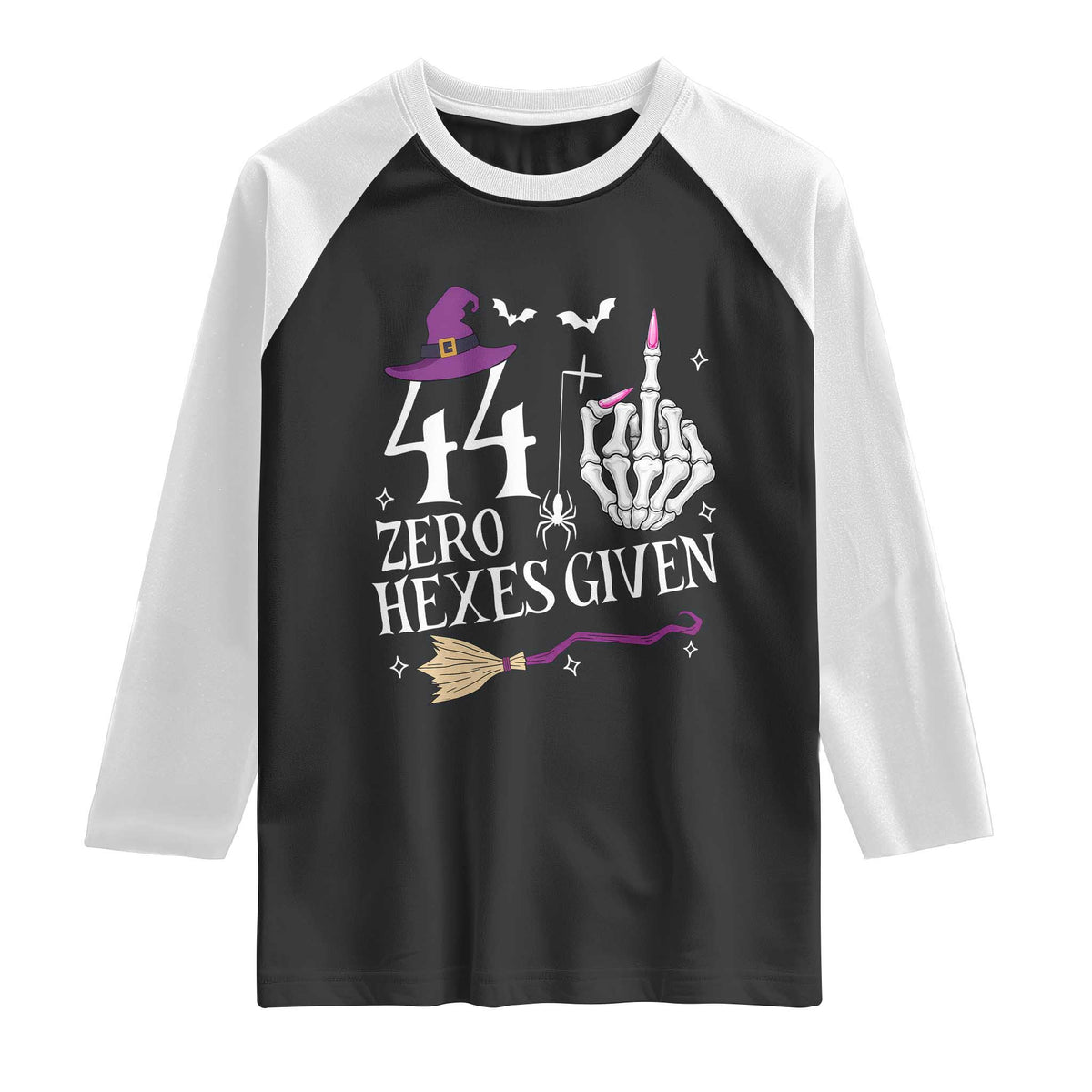45th Birthday Halloween Raglan Shirt 44 Plus Middle Finger Zero Hexes Given Gift For Women