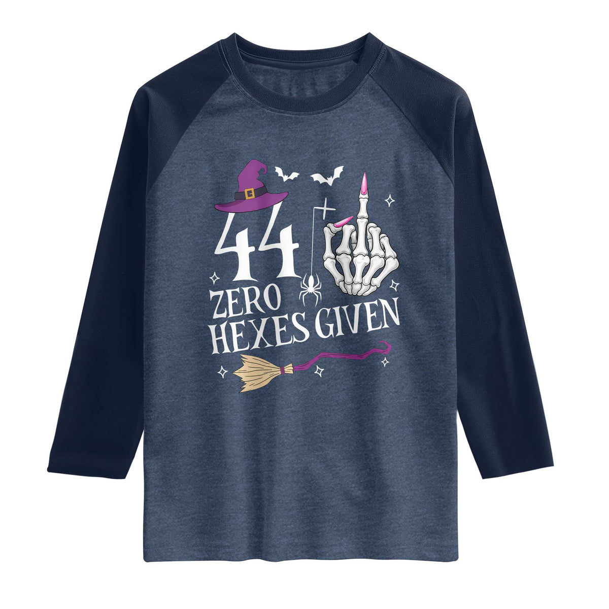 45th Birthday Halloween Raglan Shirt 44 Plus Middle Finger Zero Hexes Given Gift For Women
