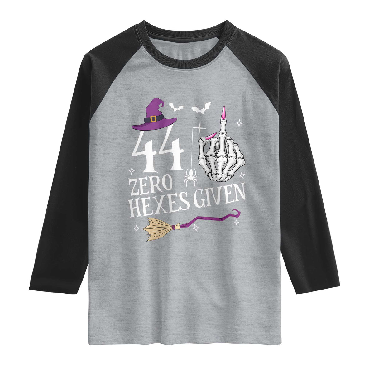 45th Birthday Halloween Raglan Shirt 44 Plus Middle Finger Zero Hexes Given Gift For Women