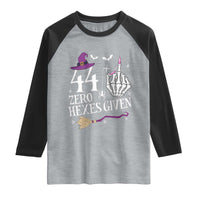45th Birthday Halloween Raglan Shirt 44 Plus Middle Finger Zero Hexes Given Gift For Women