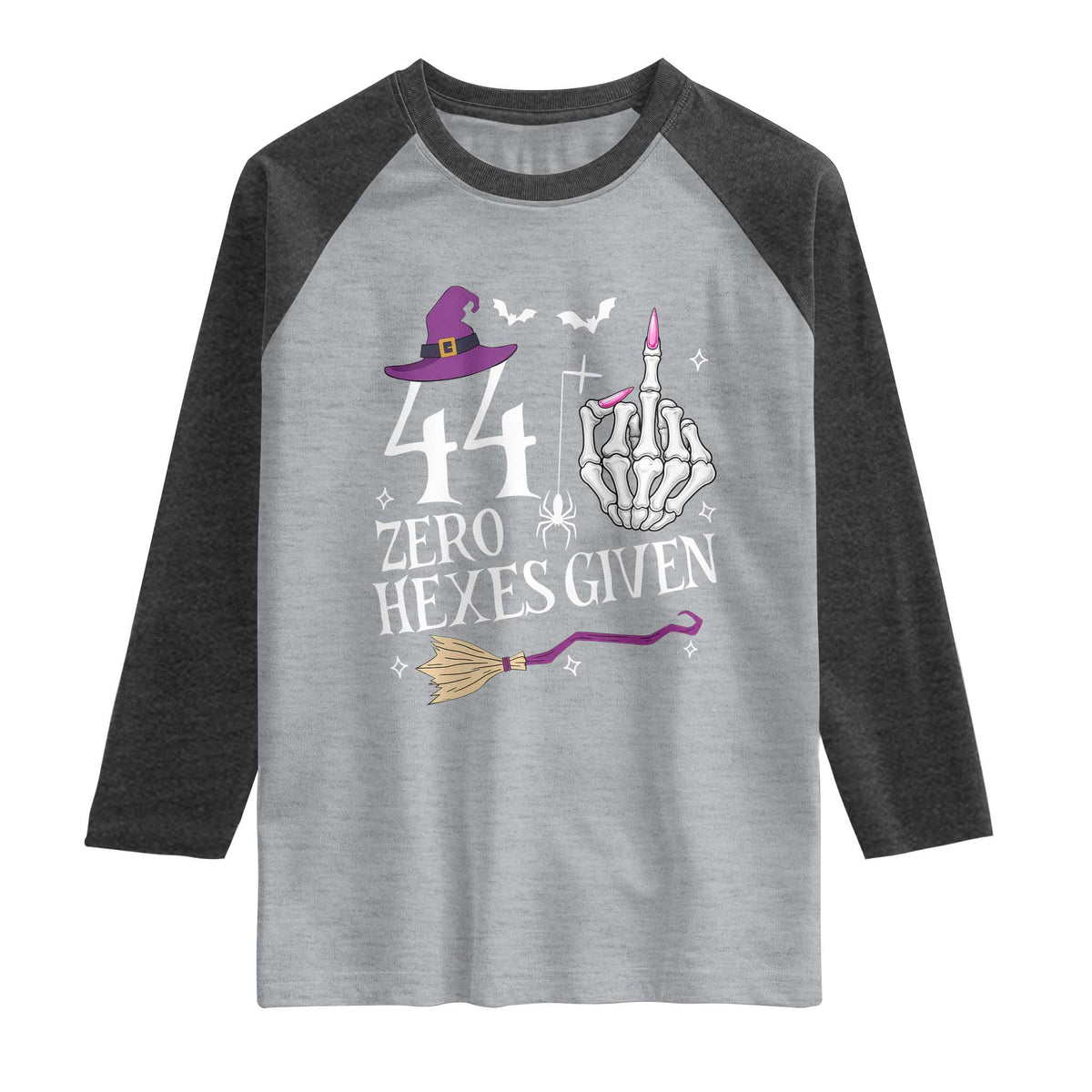 45th Birthday Halloween Raglan Shirt 44 Plus Middle Finger Zero Hexes Given Gift For Women