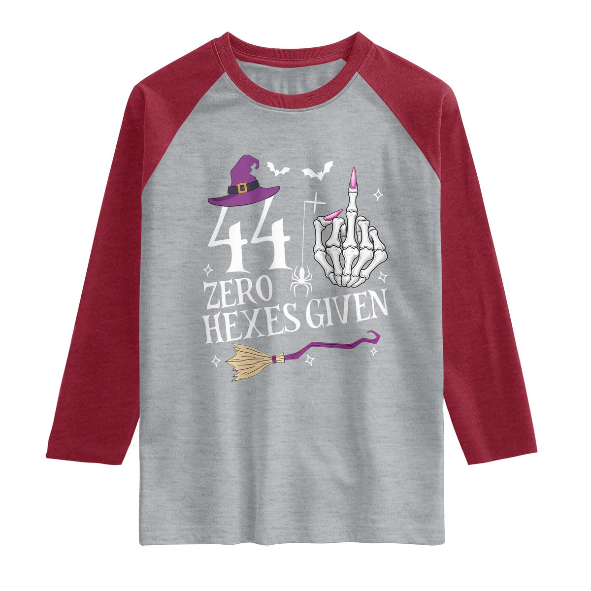 45th Birthday Halloween Raglan Shirt 44 Plus Middle Finger Zero Hexes Given Gift For Women