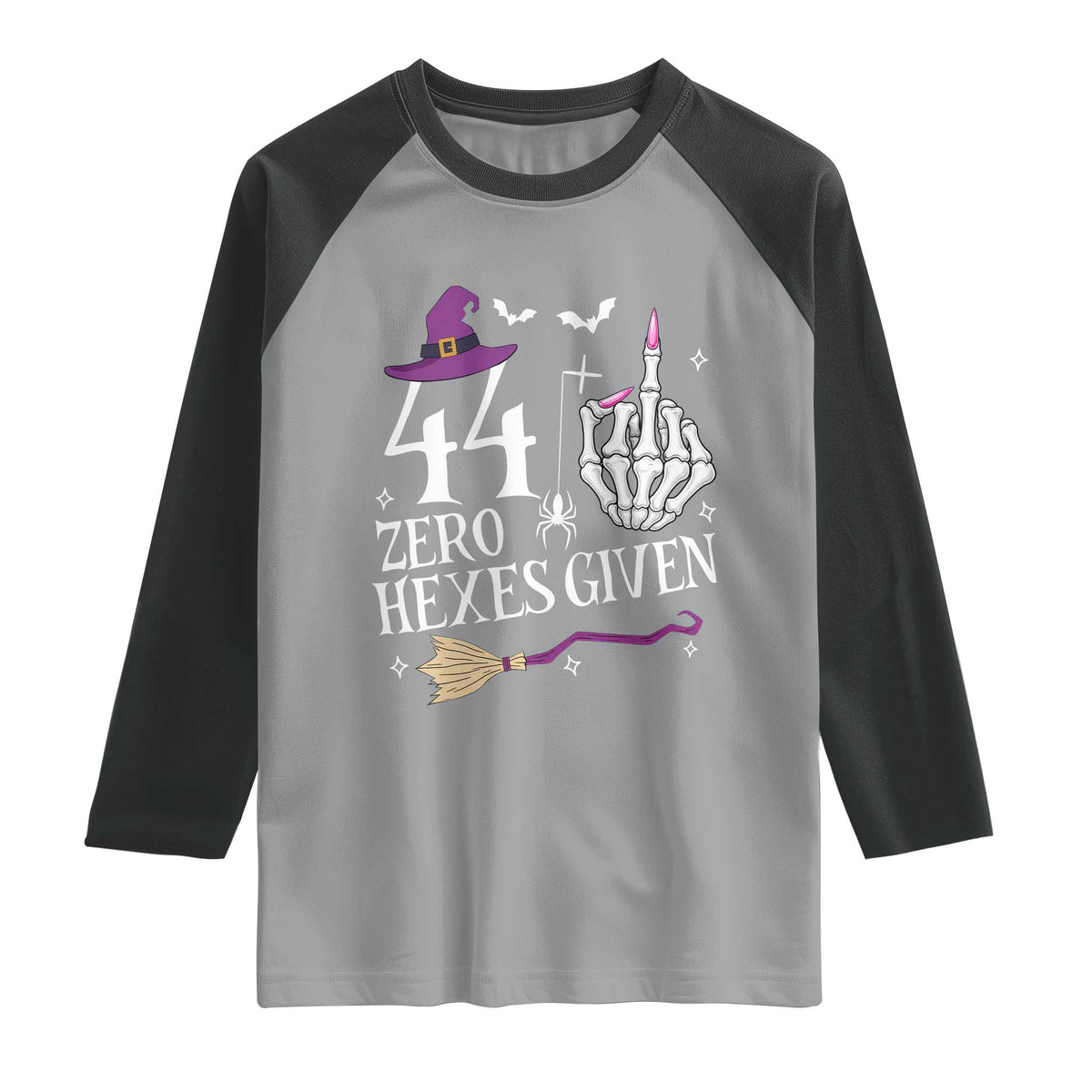 45th Birthday Halloween Raglan Shirt 44 Plus Middle Finger Zero Hexes Given Gift For Women