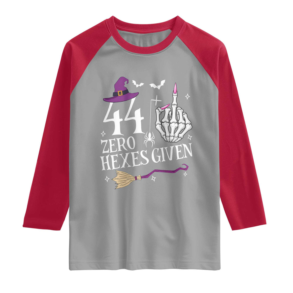 45th Birthday Halloween Raglan Shirt 44 Plus Middle Finger Zero Hexes Given Gift For Women