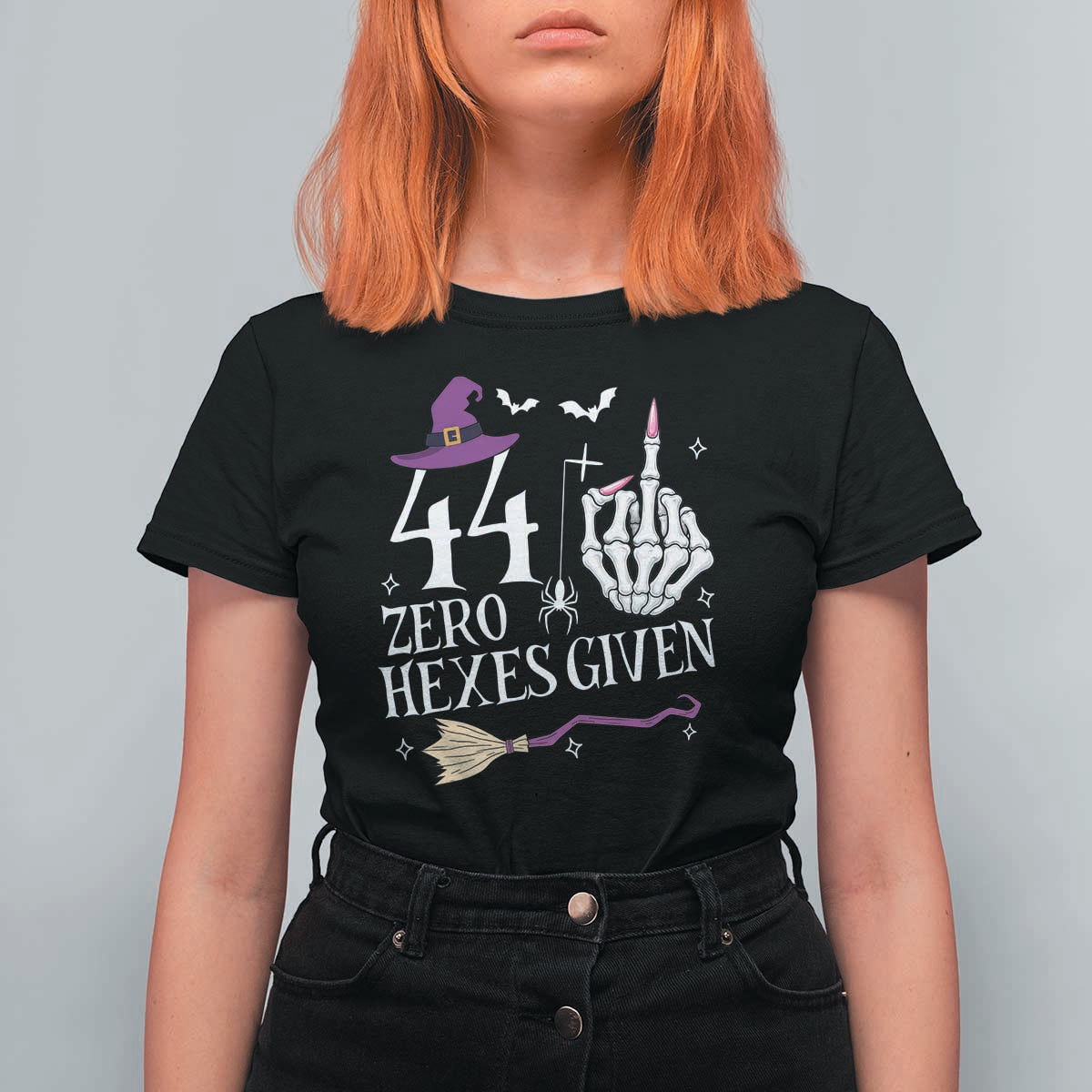 45th Birthday Halloween T Shirt For Women 44 Plus Middle Finger Zero Hexes Given Gift For Women