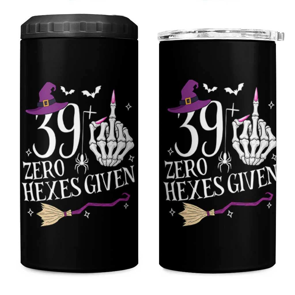 40th Birthday Halloween 4 in 1 Can Cooler Tumbler 39 Plus Middle Finger Zero Hexes Given Gift For Women