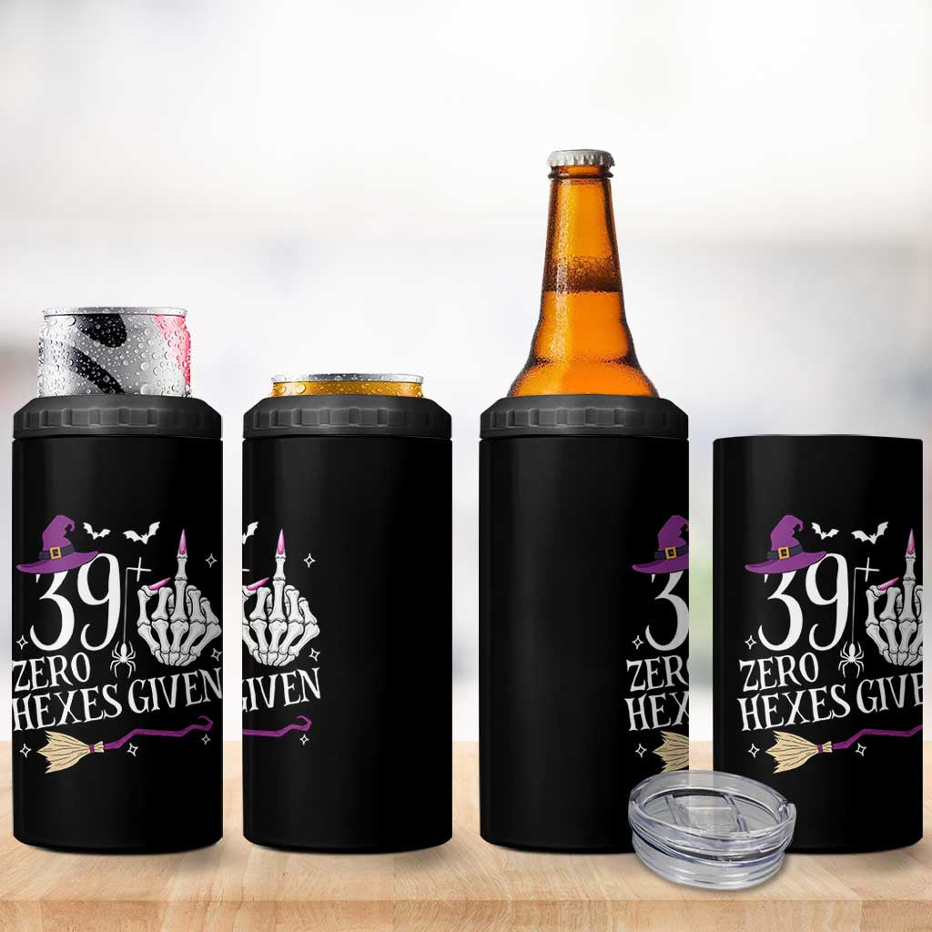 40th Birthday Halloween 4 in 1 Can Cooler Tumbler 39 Plus Middle Finger Zero Hexes Given Gift For Women