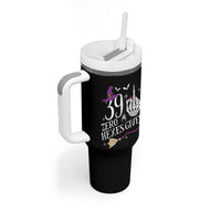 40th Birthday Halloween Tumbler With Handle 39 Plus Middle Finger Zero Hexes Given Gift For Women