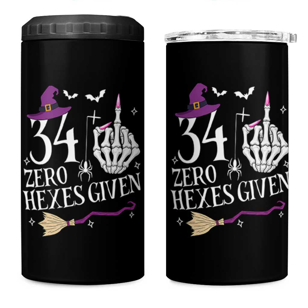 35th Birthday Halloween 4 in 1 Can Cooler Tumbler 34 Plus Middle Finger Zero Hexes Given Gift For Women