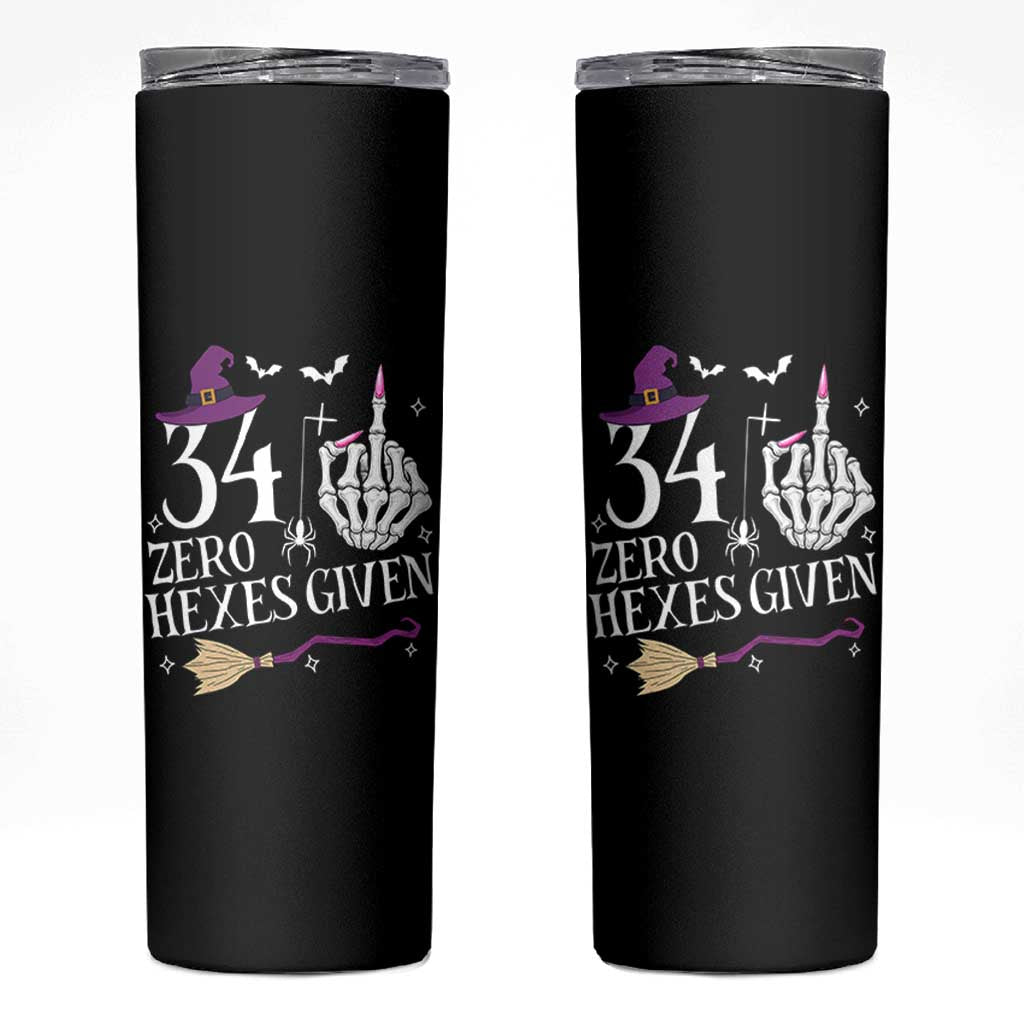 35th Birthday Halloween Skinny Tumbler 34 Plus Middle Finger Zero Hexes Given Gift For Women