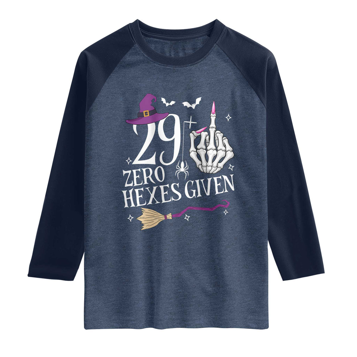 30th Birthday Halloween Raglan Shirt 29 Plus Middle Finger Zero Hexes Given Gift For Women