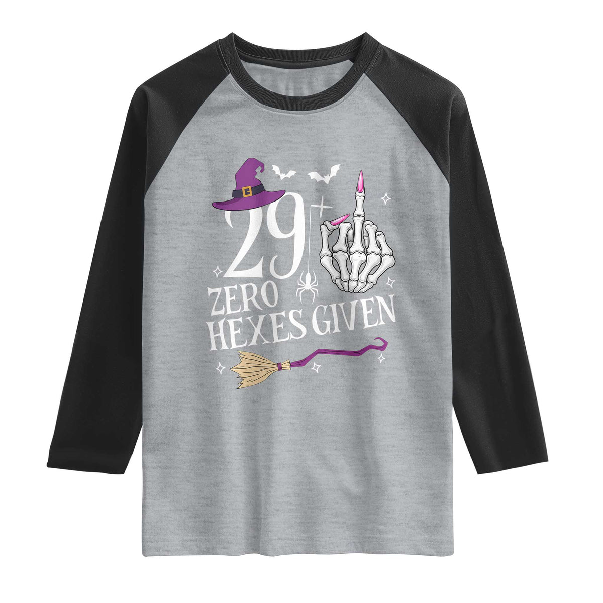 30th Birthday Halloween Raglan Shirt 29 Plus Middle Finger Zero Hexes Given Gift For Women