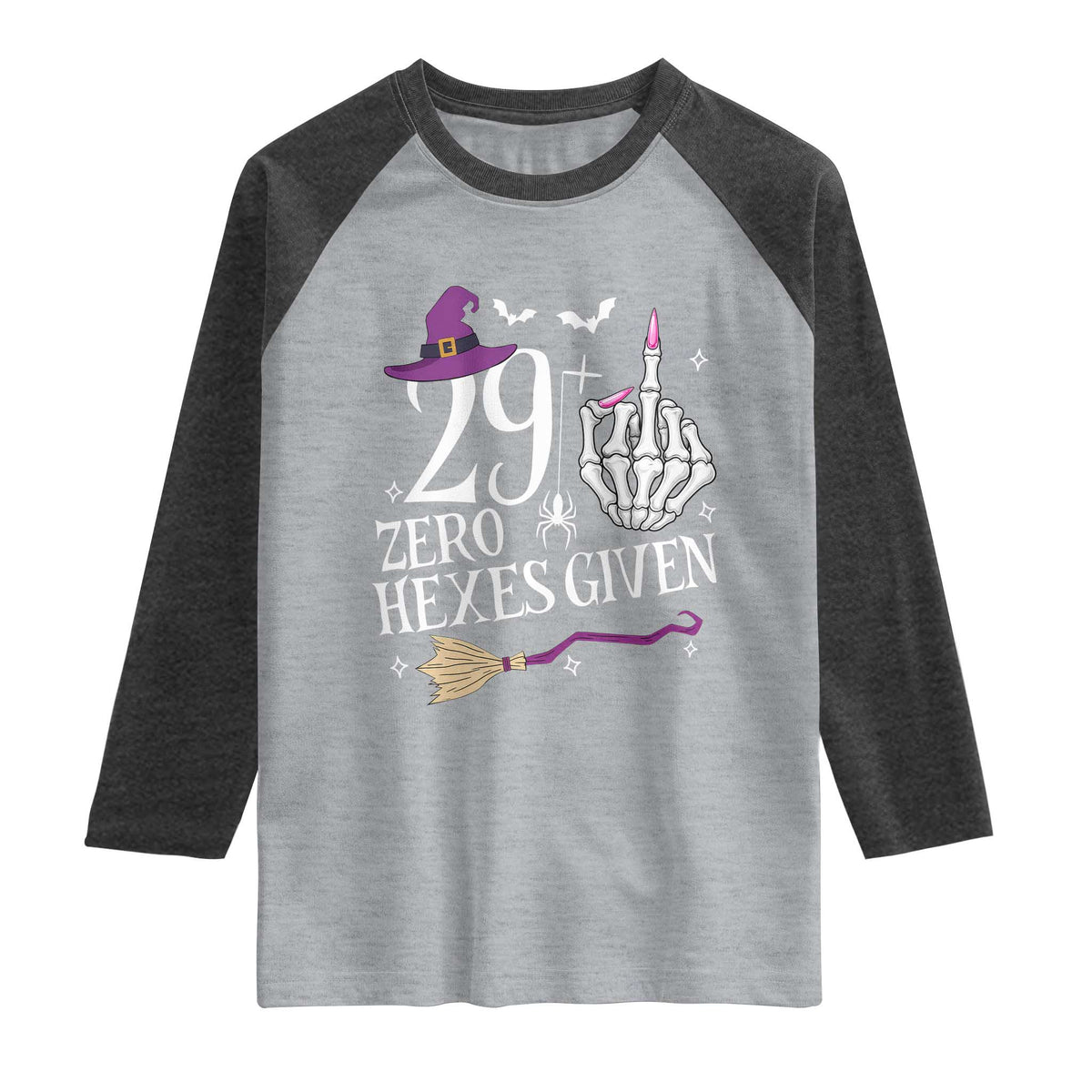 30th Birthday Halloween Raglan Shirt 29 Plus Middle Finger Zero Hexes Given Gift For Women