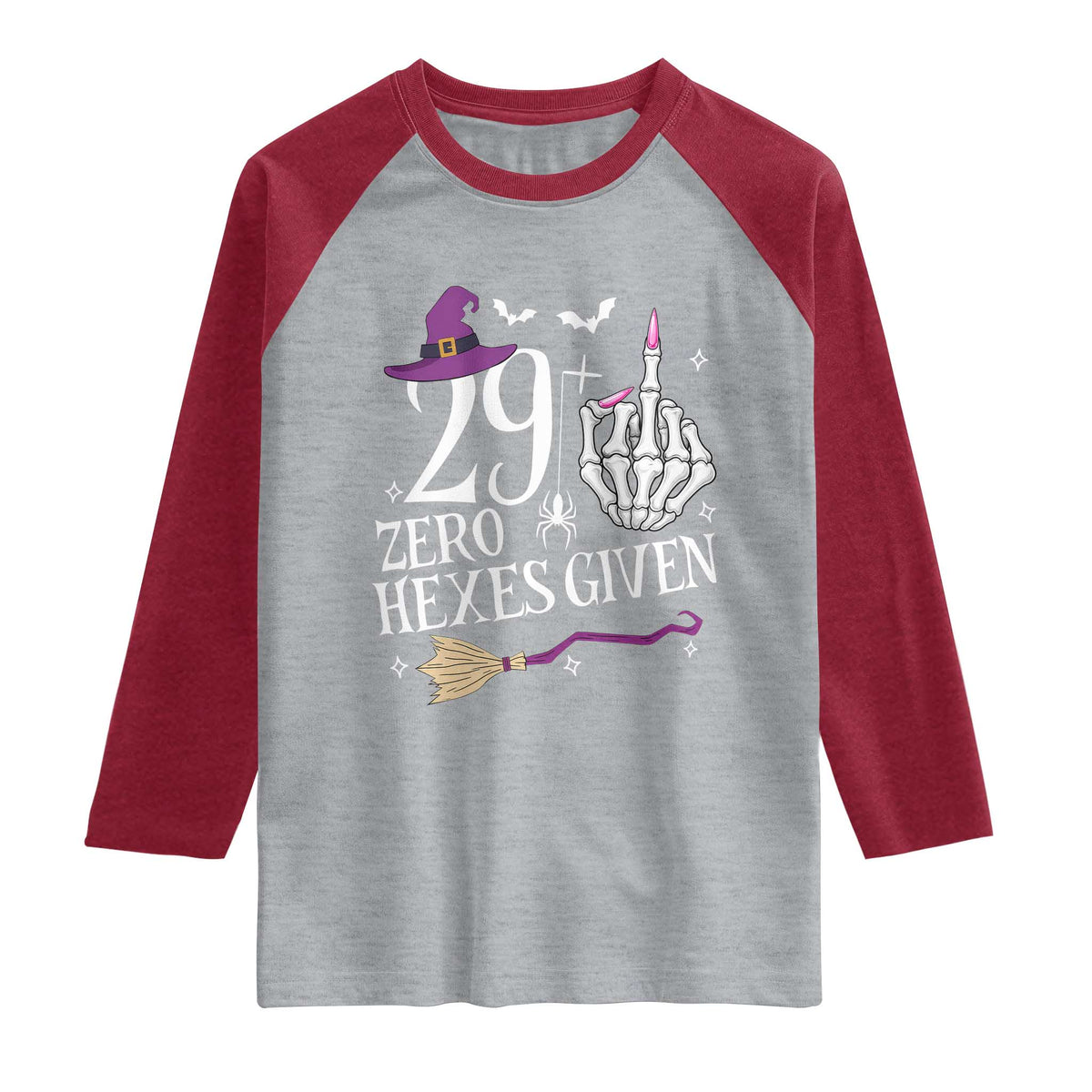 30th Birthday Halloween Raglan Shirt 29 Plus Middle Finger Zero Hexes Given Gift For Women