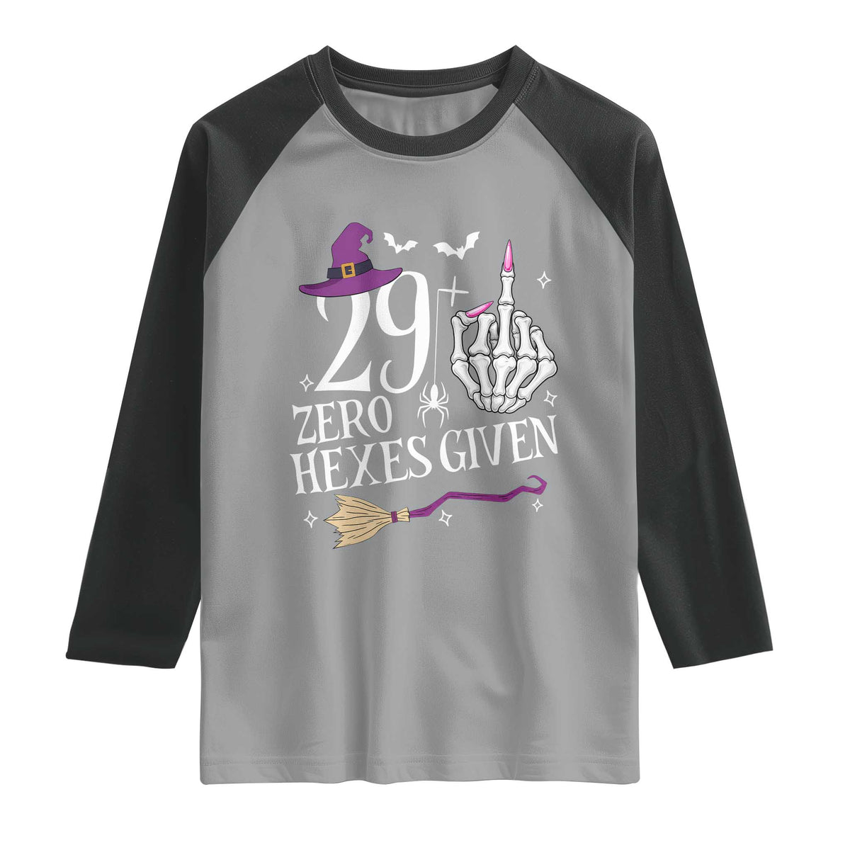 30th Birthday Halloween Raglan Shirt 29 Plus Middle Finger Zero Hexes Given Gift For Women