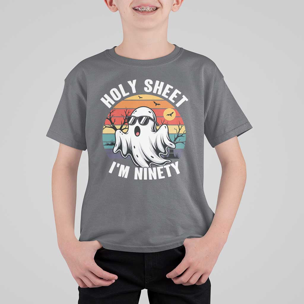 90th Birthday Halloween Ghost T Shirt For Kid Holy Sheet I'm Ninety