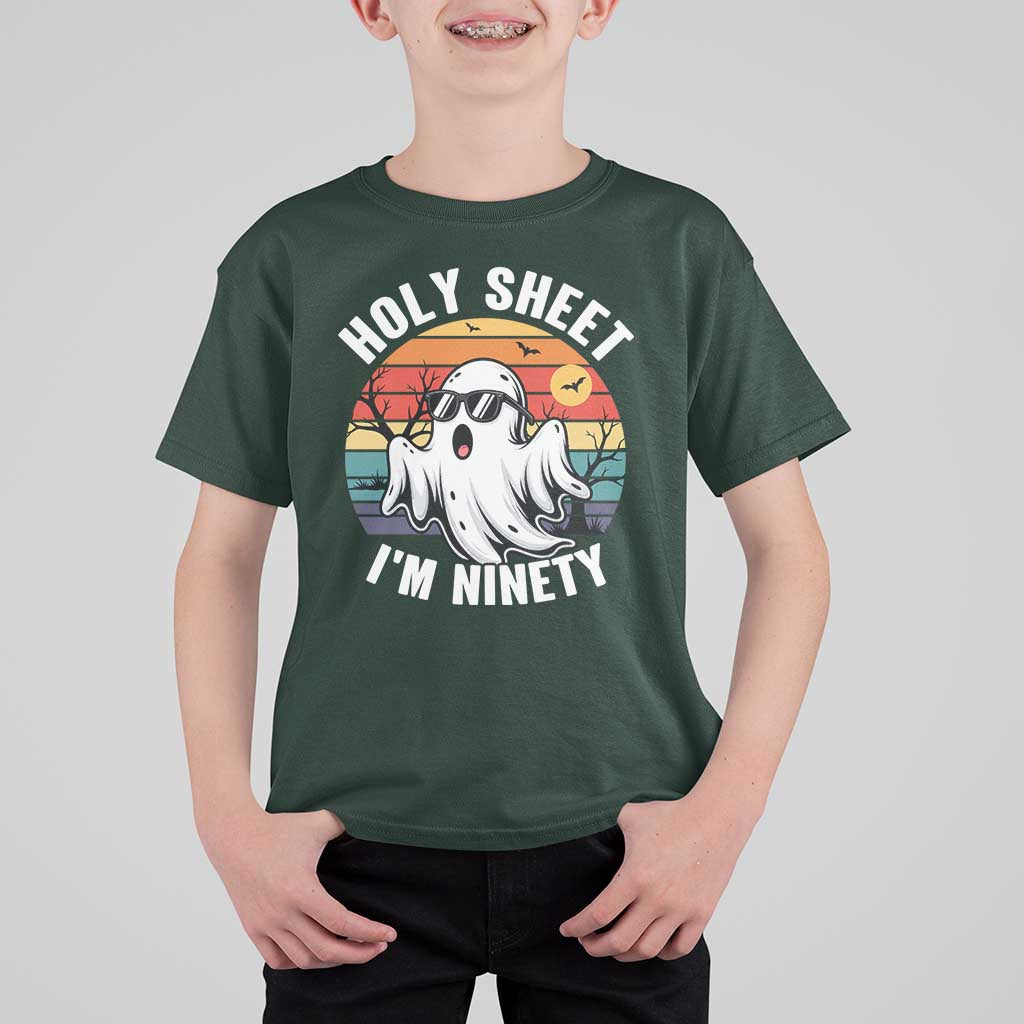 90th Birthday Halloween Ghost T Shirt For Kid Holy Sheet I'm Ninety