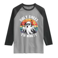 90th Birthday Halloween Ghost Raglan Shirt Holy Sheet I'm Ninety