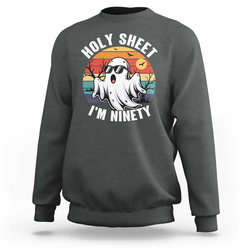 90th Birthday Halloween Ghost Sweatshirt Holy Sheet I'm Ninety