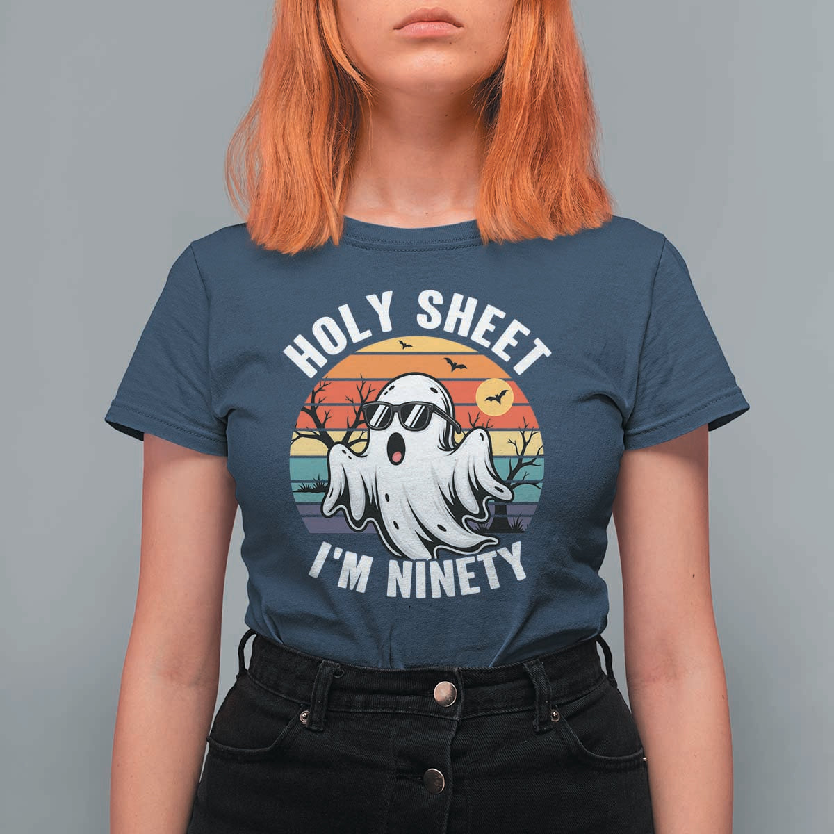 90th Birthday Halloween Ghost T Shirt For Women Holy Sheet I'm Ninety