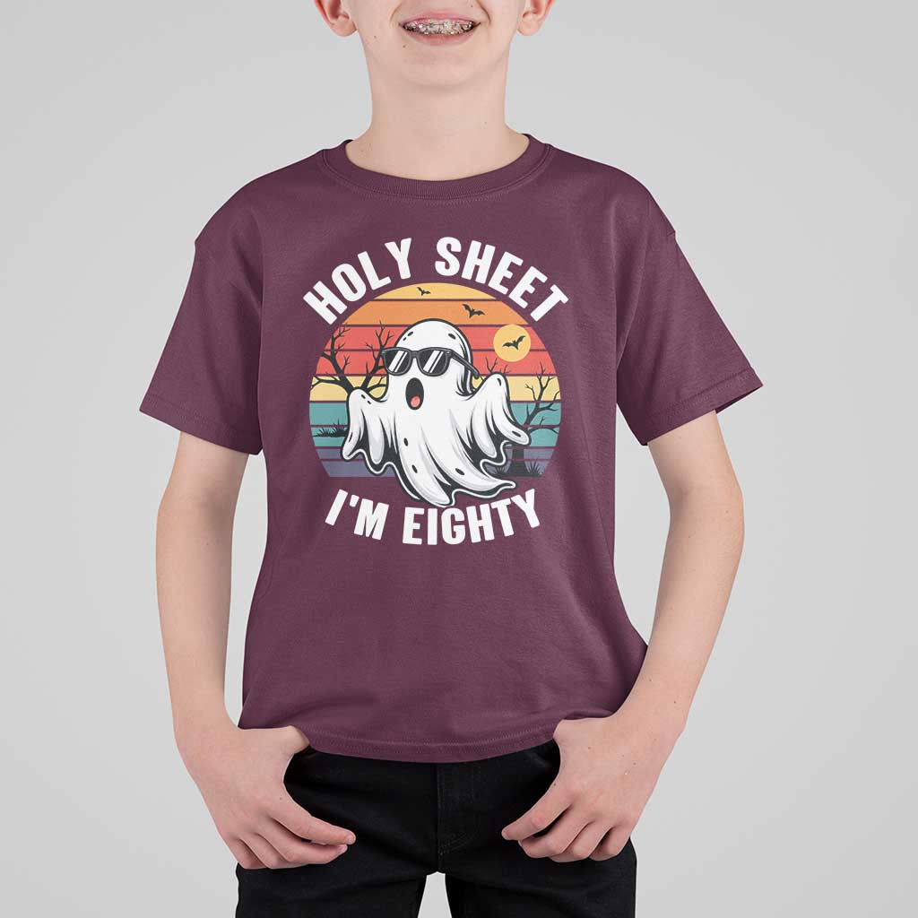 80th Birthday Halloween Ghost T Shirt For Kid Holy Sheet I'm Eighty