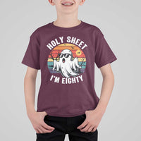80th Birthday Halloween Ghost T Shirt For Kid Holy Sheet I'm Eighty