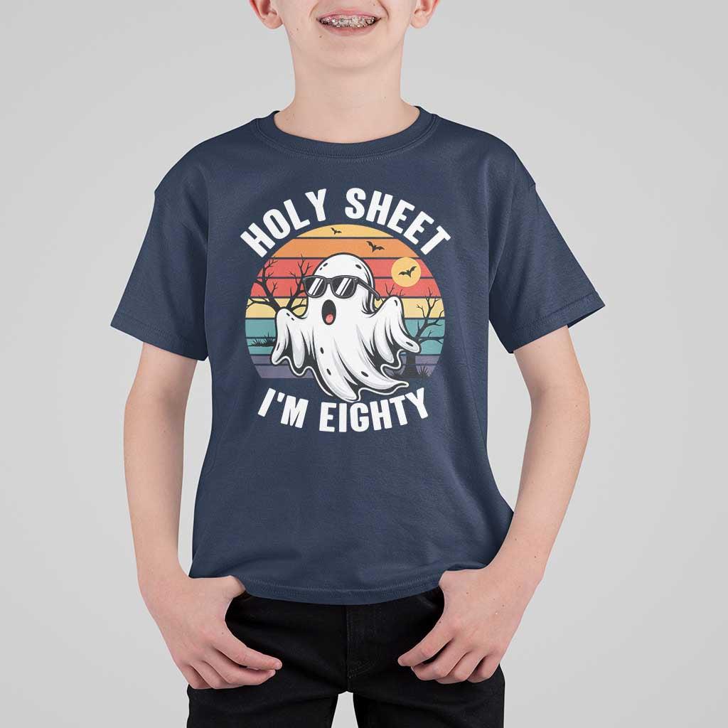 80th Birthday Halloween Ghost T Shirt For Kid Holy Sheet I'm Eighty