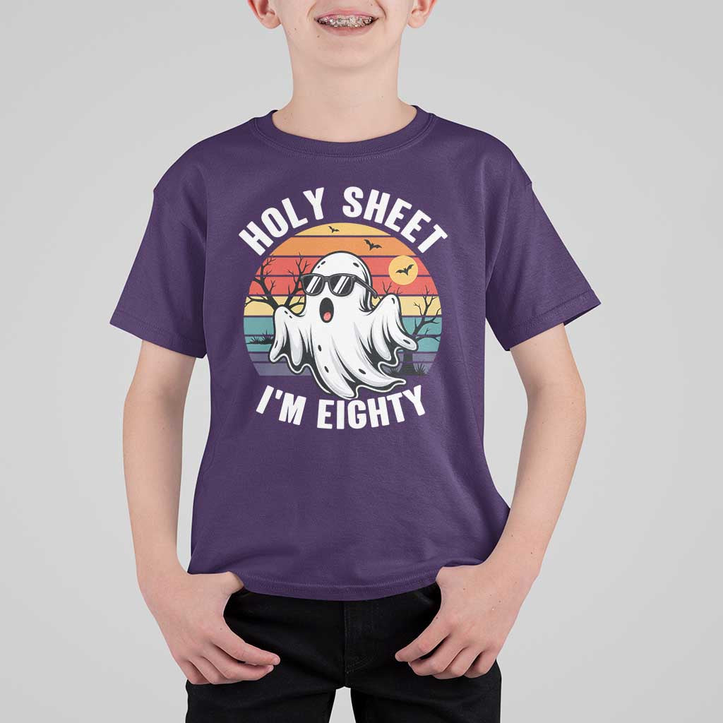80th Birthday Halloween Ghost T Shirt For Kid Holy Sheet I'm Eighty