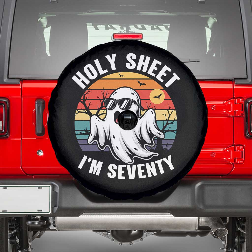 70th Birthday Halloween Ghost Spare Tire Cover Holy Sheet I'm Seventy