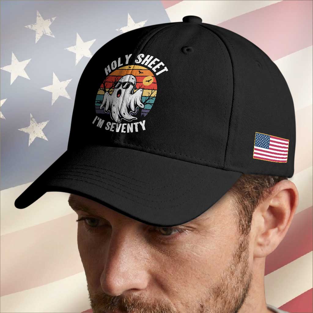 70th Birthday Halloween Ghost Baseball Cap Holy Sheet I'm Seventy