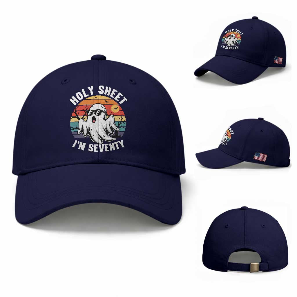 70th Birthday Halloween Ghost Baseball Cap Holy Sheet I'm Seventy