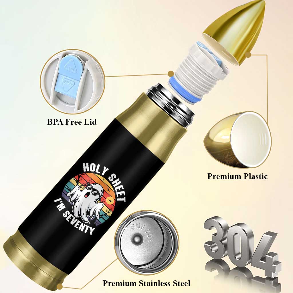 70th Birthday Halloween Ghost Bullet Tumbler Holy Sheet I'm Seventy