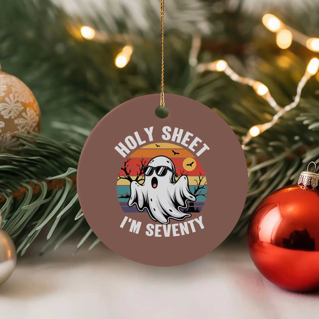 70th Birthday Halloween Ghost Ceramic Ornament Holy Sheet I'm Seventy