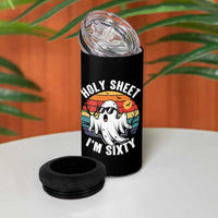 60th Birthday Halloween Ghost 4 in 1 Can Cooler Tumbler Holy Sheet I'm Sixty