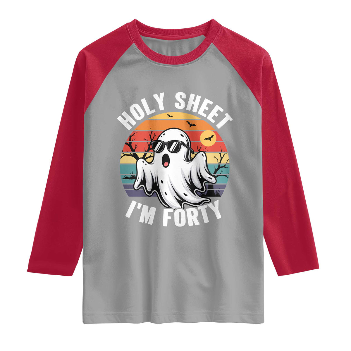 40th Birthday Halloween Ghost Raglan Shirt Holy Sheet I'm Forty