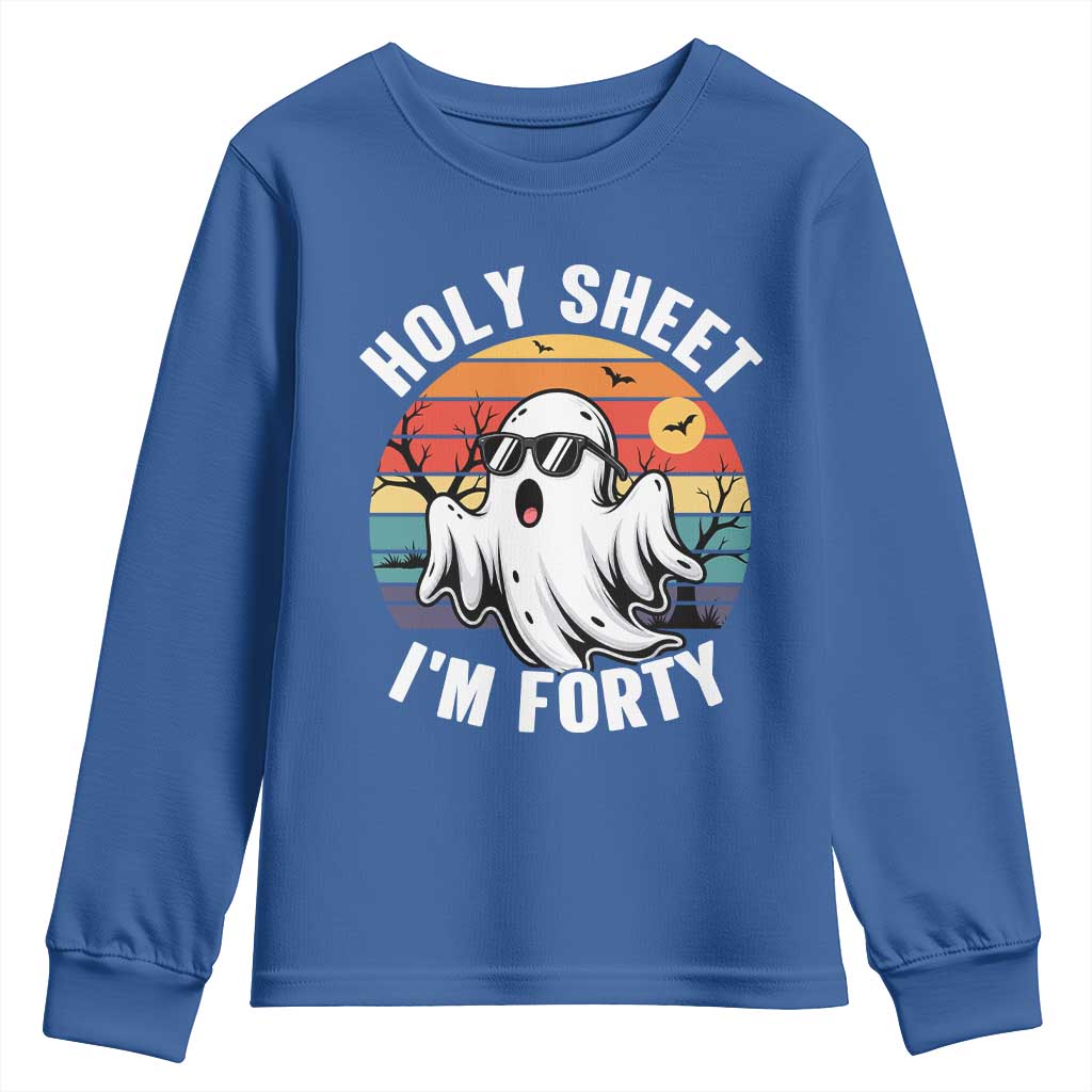 40th Birthday Halloween Ghost Youth Sweatshirt Holy Sheet I'm Forty