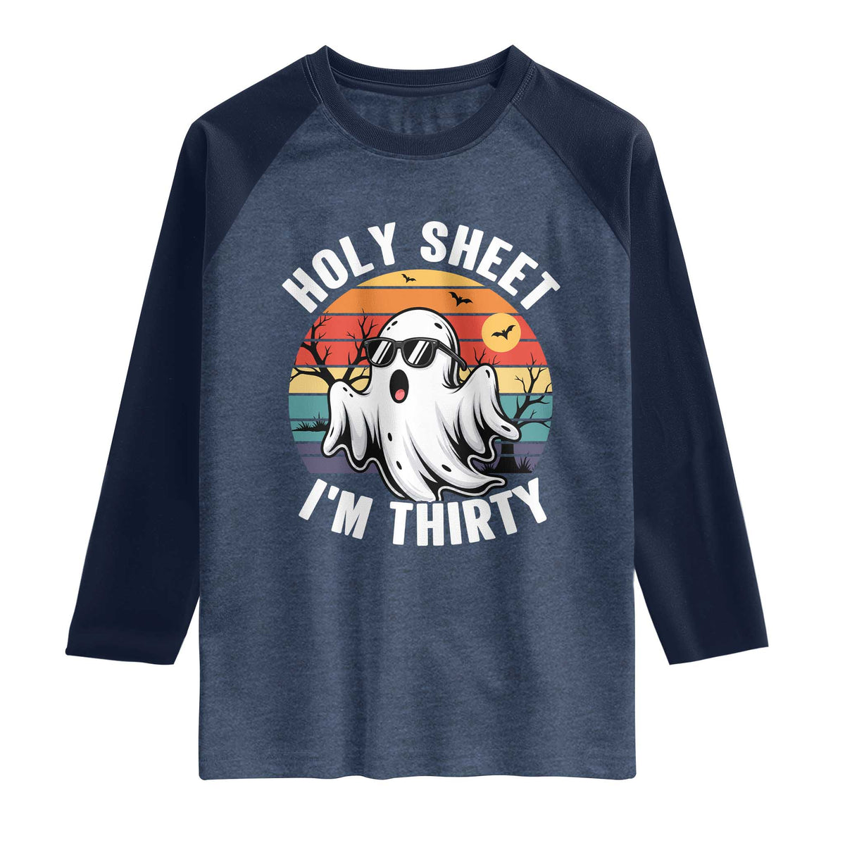 30th Birthday Halloween Ghost Raglan Shirt Holy Sheet I'm Thirty
