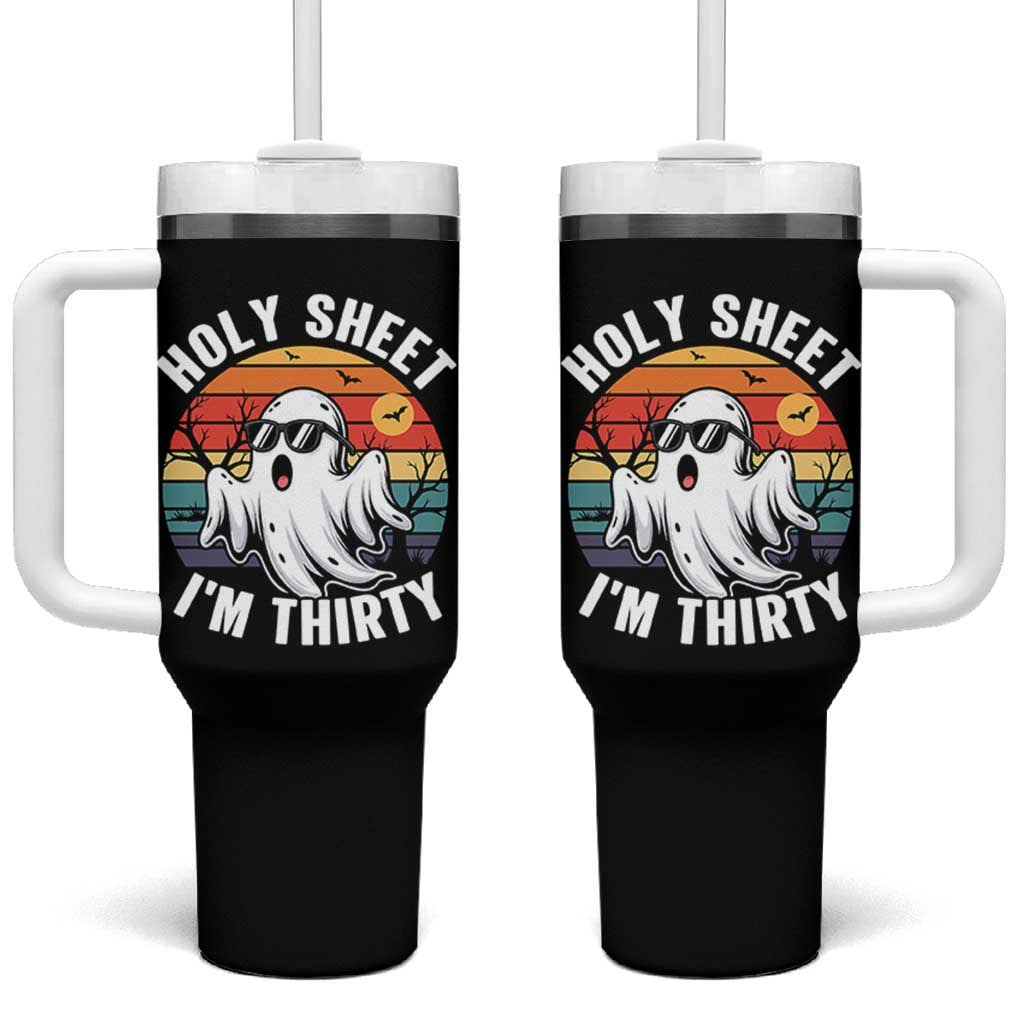 30th Birthday Halloween Ghost Tumbler With Handle Holy Sheet I'm Thirty