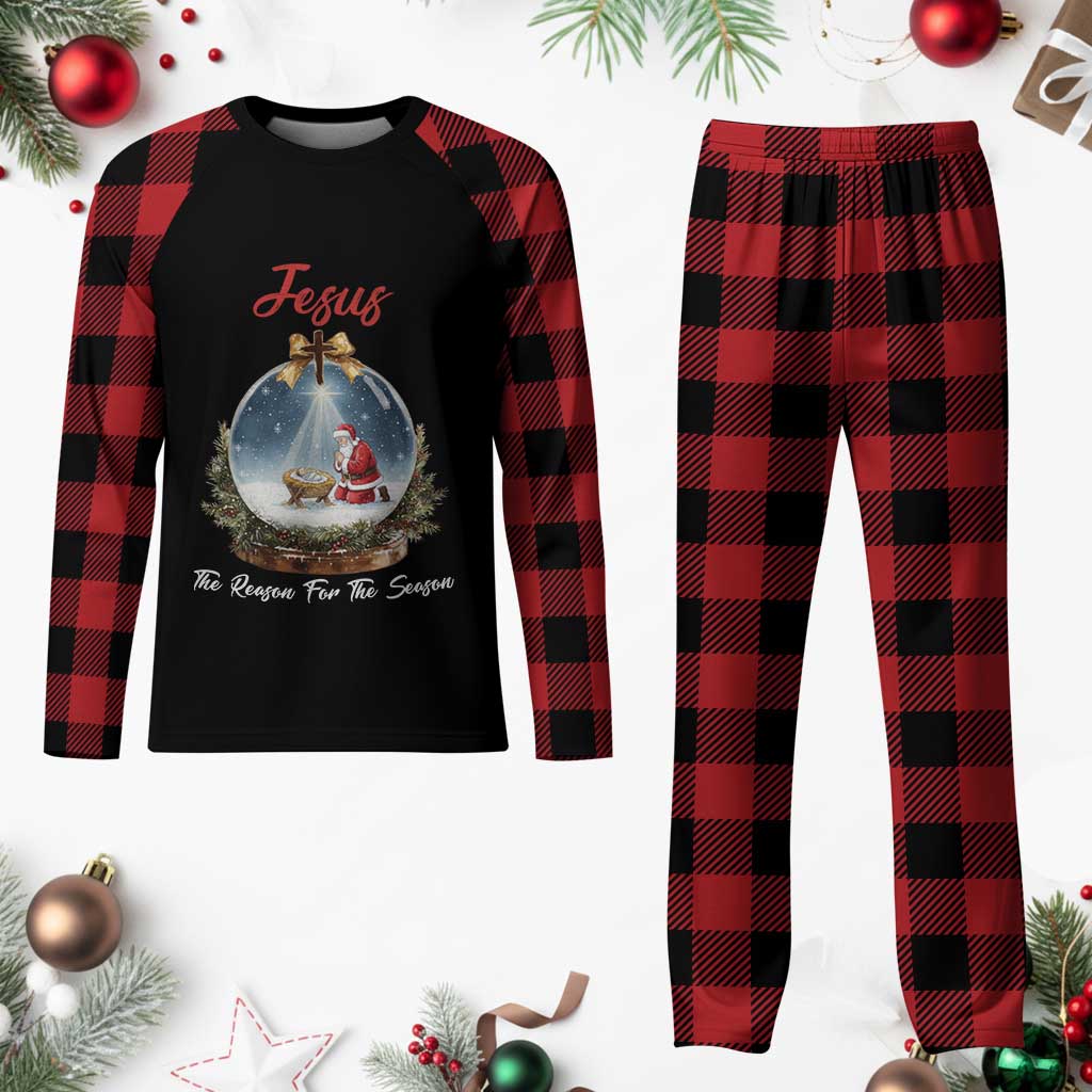 Jesus Santa Christmas Plaid Pajama Set The Reason For The Season - Wonder Print Shop