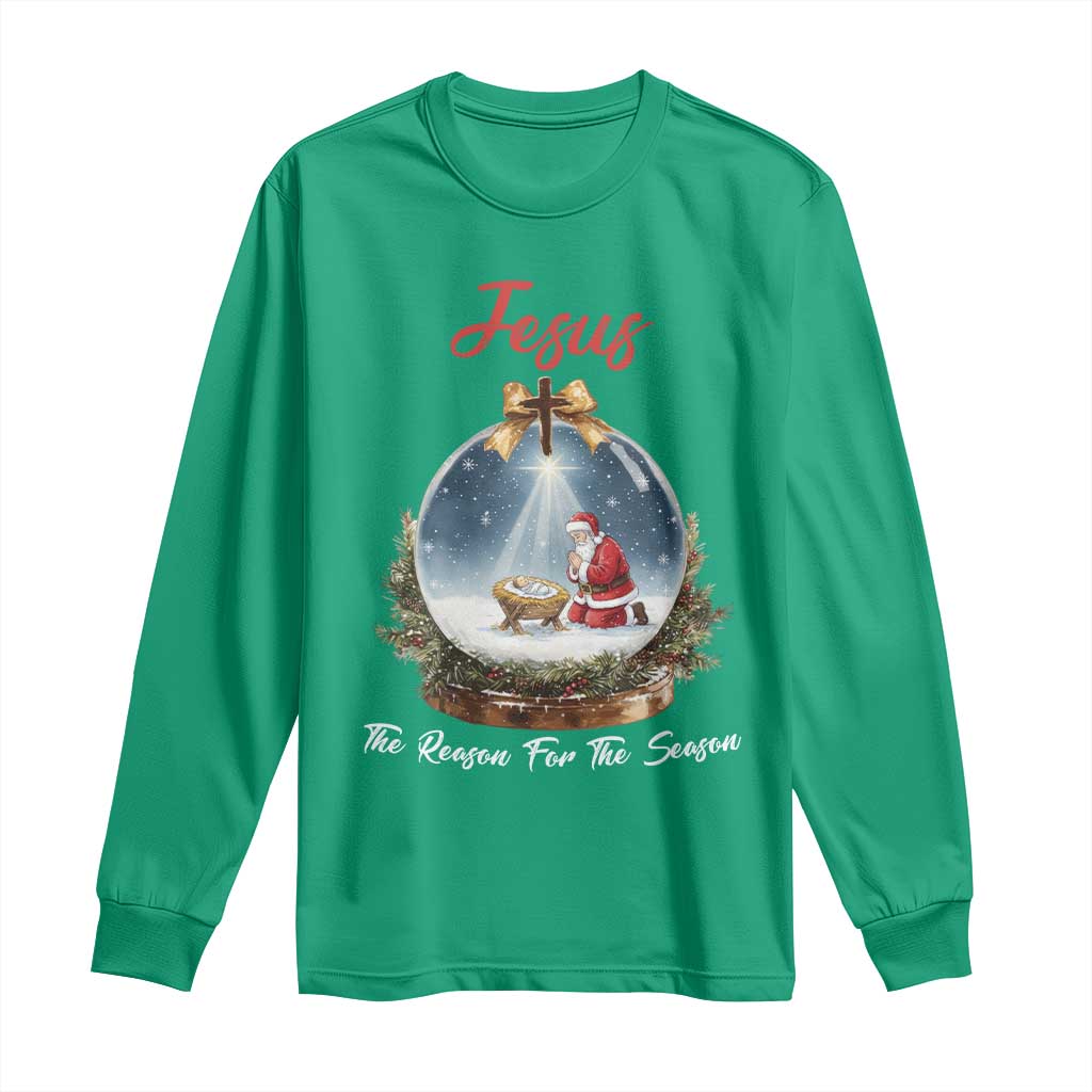 Jesus Santa Christmas Long Sleeve Shirt The Reason For The Season - Wonder Print Shop