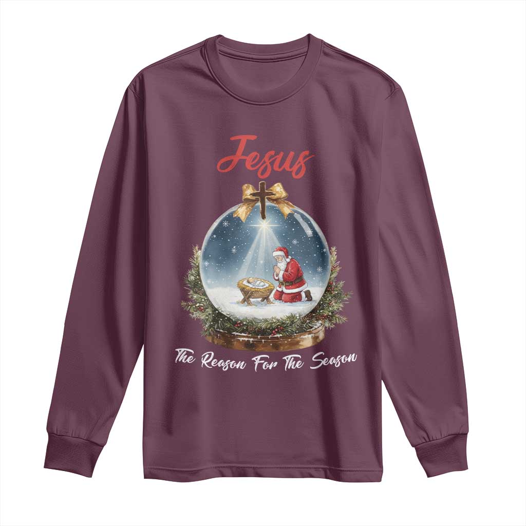 Jesus Santa Christmas Long Sleeve Shirt The Reason For The Season - Wonder Print Shop
