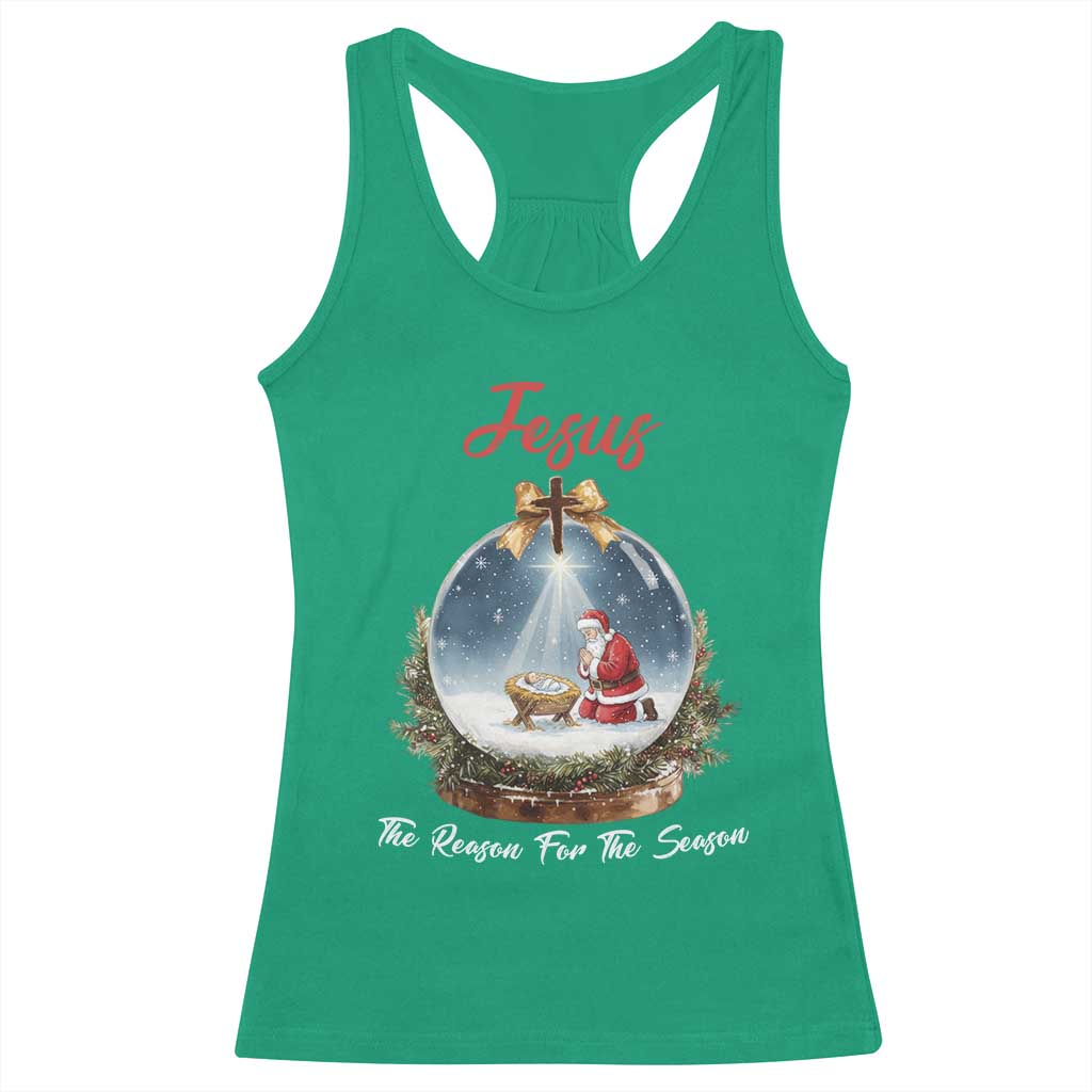 Jesus Santa Christmas Racerback Tank Top The Reason For The Season - Wonder Print Shop