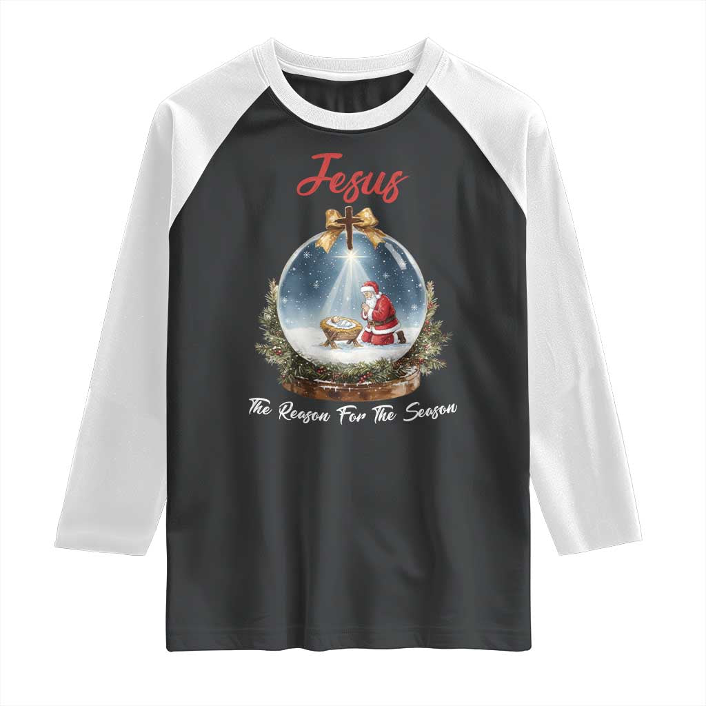 Jesus Santa Christmas Raglan Shirt The Reason For The Season - Wonder Print Shop