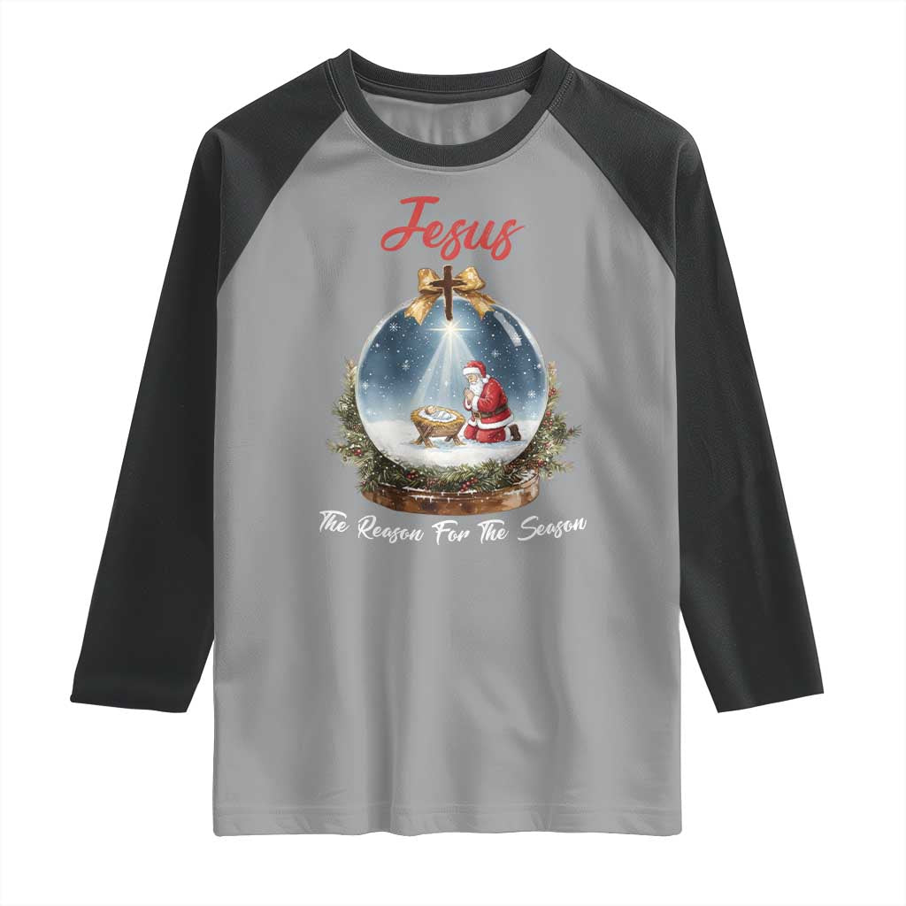 Jesus Santa Christmas Raglan Shirt The Reason For The Season - Wonder Print Shop