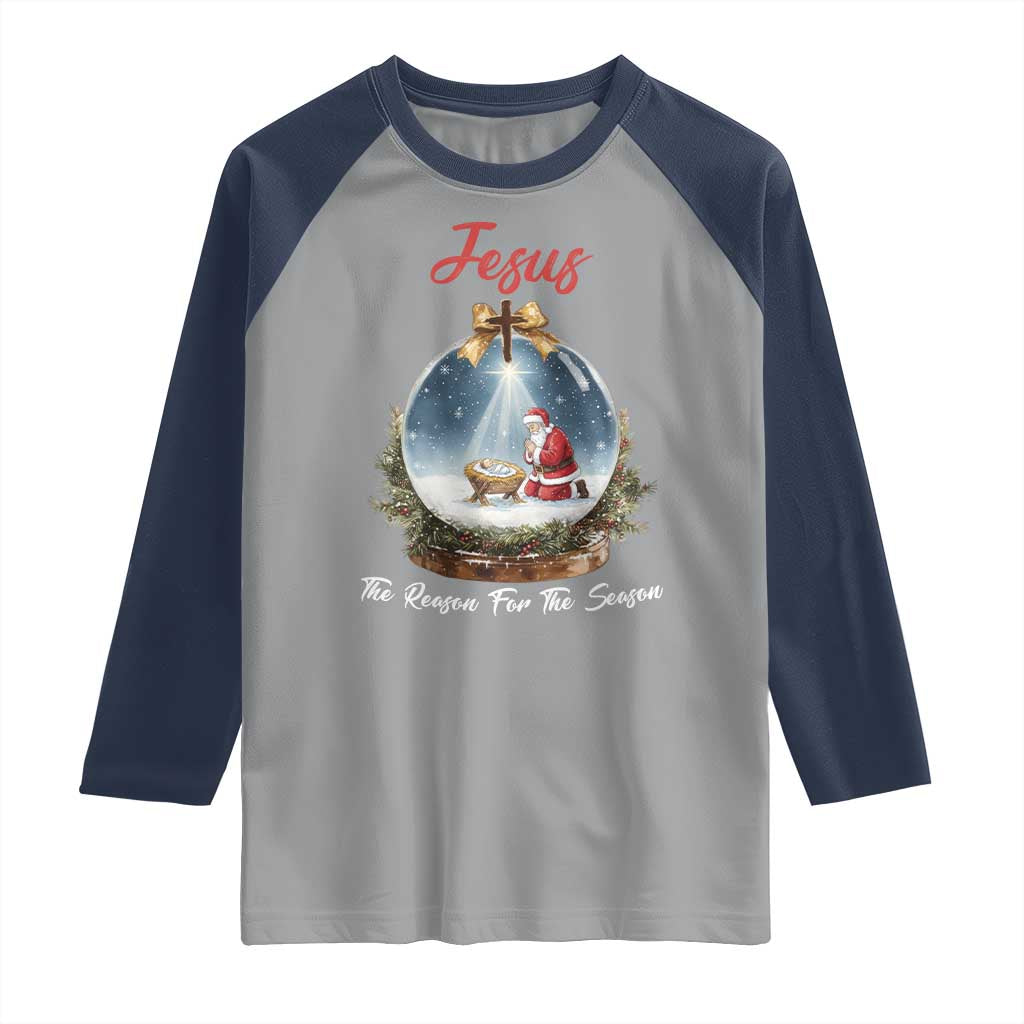 Jesus Santa Christmas Raglan Shirt The Reason For The Season - Wonder Print Shop