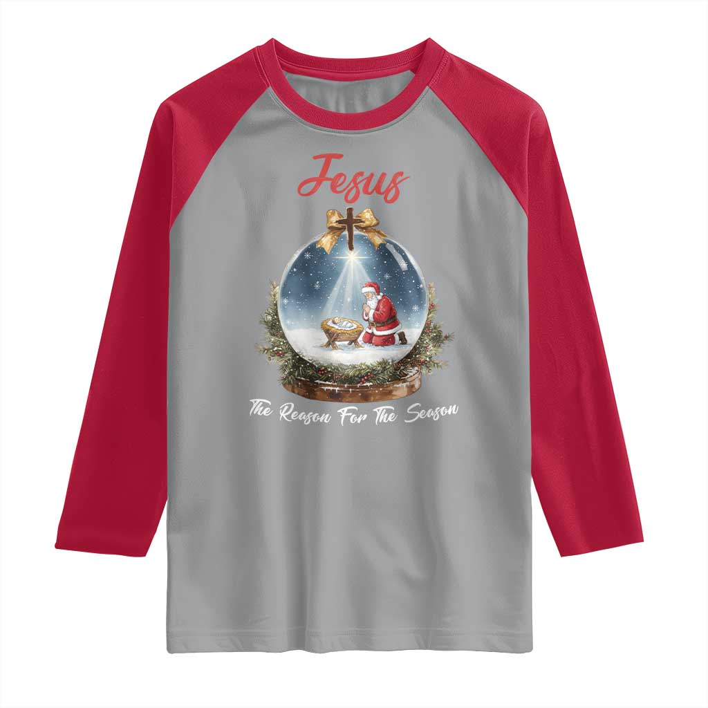 Jesus Santa Christmas Raglan Shirt The Reason For The Season - Wonder Print Shop