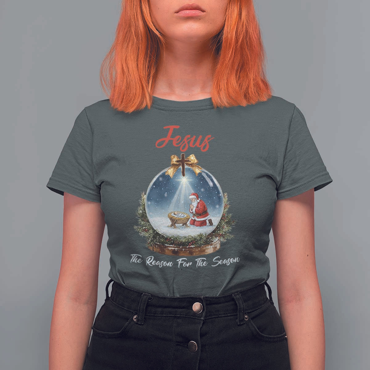 Jesus Santa Christmas T Shirt For Women The Reason For The Season - Wonder Print Shop