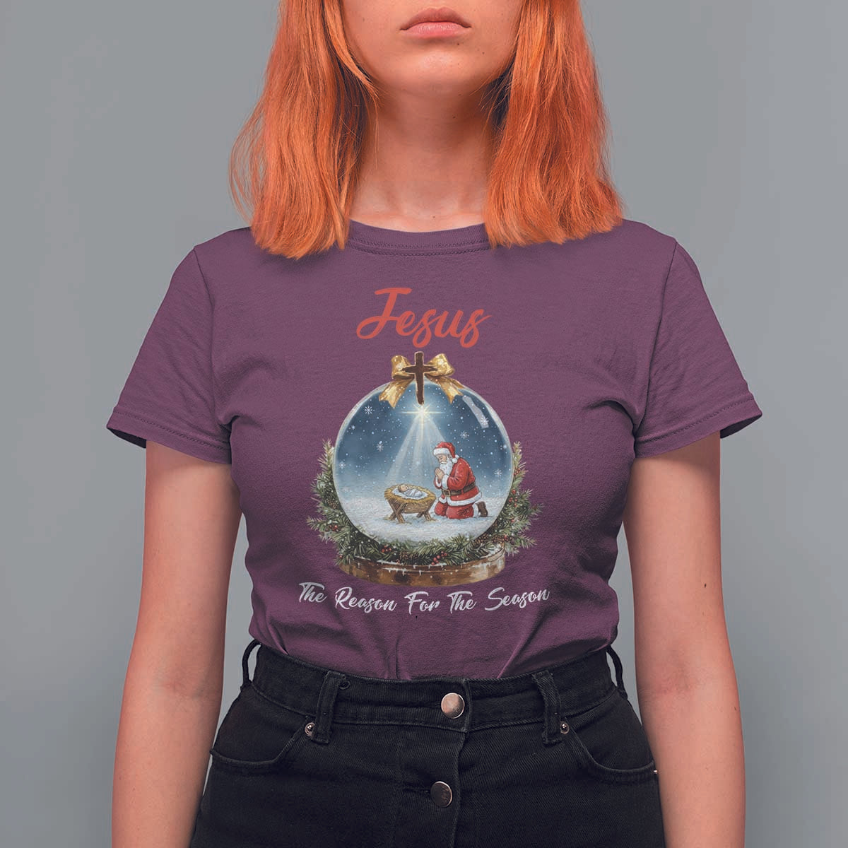 Jesus Santa Christmas T Shirt For Women The Reason For The Season - Wonder Print Shop