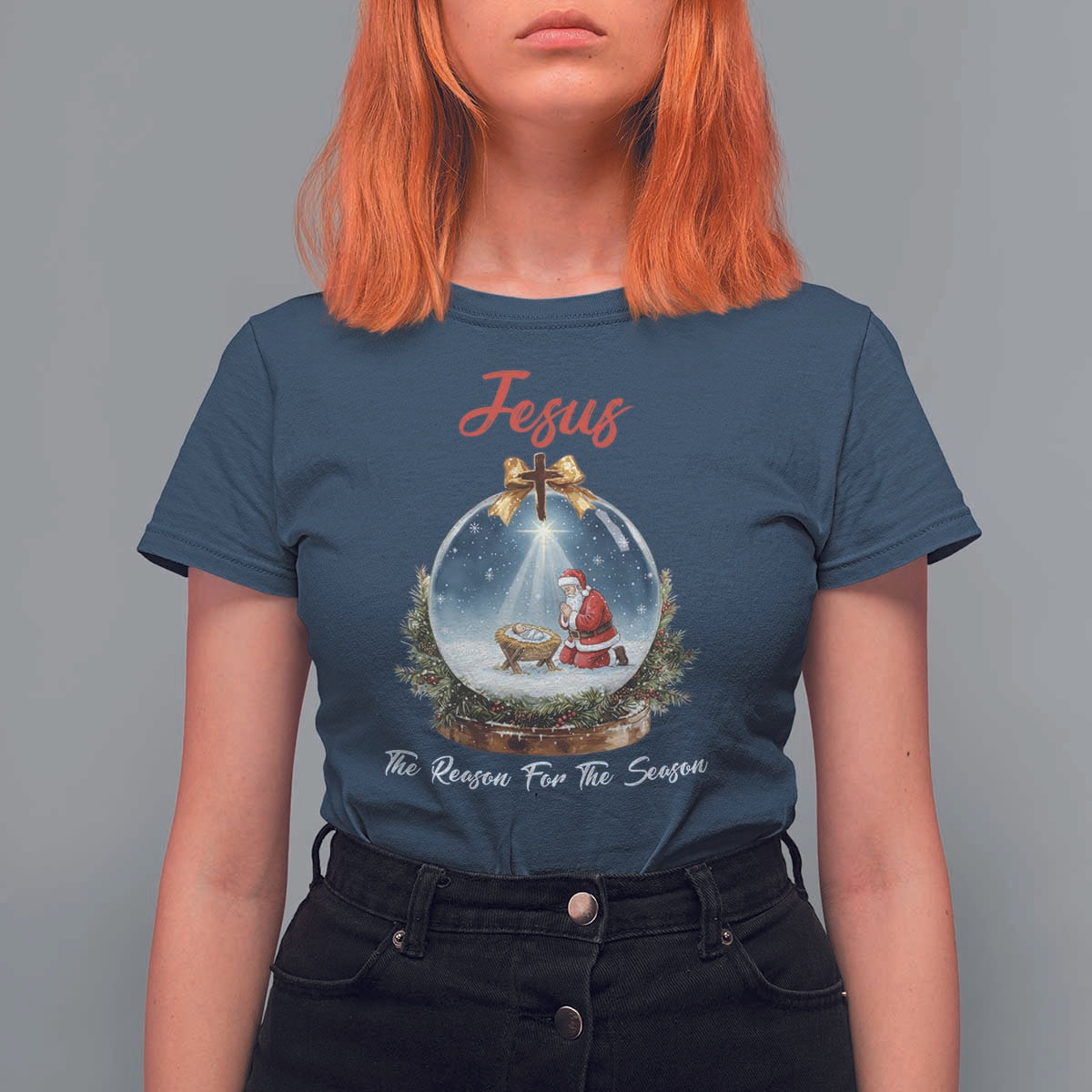 Jesus Santa Christmas T Shirt For Women The Reason For The Season - Wonder Print Shop