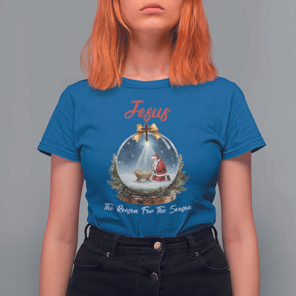 Jesus Santa Christmas T Shirt For Women The Reason For The Season - Wonder Print Shop